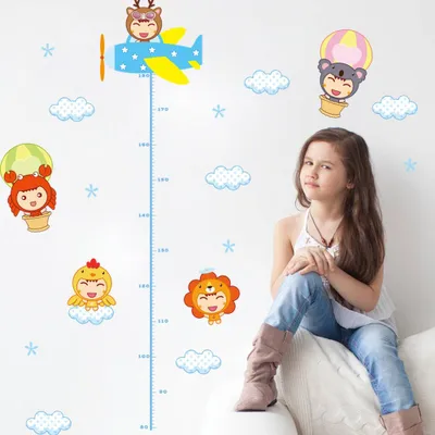 Produktbild von Dekorative Wandaufkleber, selbstklebende Wachstumstabelle für Kinder in Tierkostümen