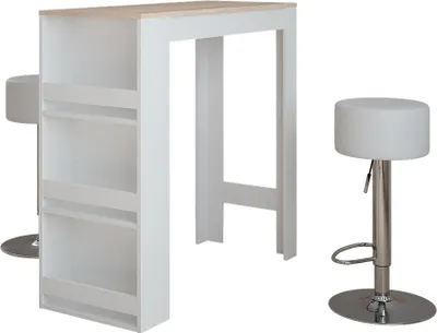 Obrázok produktu pre Súprava barového stola Vicco Repose Biela/Sonoma 45 x 110 cm s 2 barovými stoličkami, Model 55730