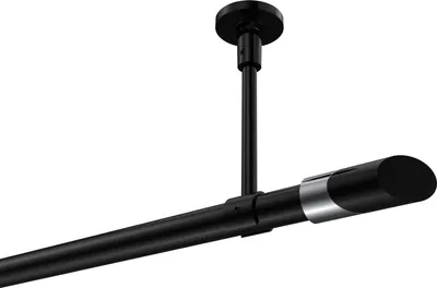 Produktbild von Interdeco Gardinenstange / Vorhangstange Schwarz, Typ Sonette Verano (Schräge Bicolor) ohne Ringe, Deckenmontage, 20 mm Ø 1-läufig, 540 cm