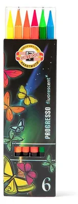 Obrázok produktu pre Sada fluorescenčných pasteliek PROGRESSO KOH-I-NOOR - 6 ks
