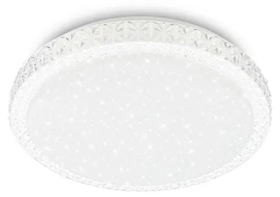 Produktbild von Briloner LED Deckenlampe Kristalloptik 26,5x7 cm Rund 12W, 1400lm, 4000K Neutralweiß Sternenhimmel Weiß - Deckenleuchte Schlafzimmer Wohnzimmer