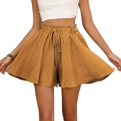 Imagen del producto de Solidchoice - Pantalones cortos de verano para mujer, de pernera ancha y cintura alta
