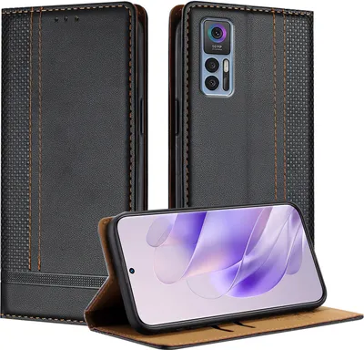 Produktbild von Handyhülle für TCL 30 5G Leder Flip Klappbare Schutzhülle mit Standfunktion Schwarz