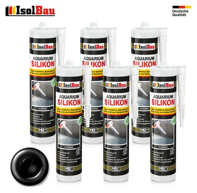 Isolbau Aquarium Silikon 6 x 300 ml Schwarz Glassilikon dauerelastisch wasserdicht