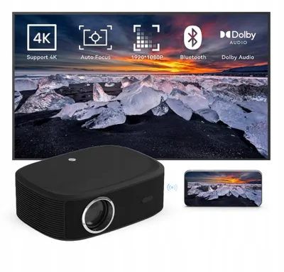 Produktbild von Maxxo LED800 Full HD Beamer – 700 ANSI Lumen, HDR10, 4K Unterstützung, WiFi, Bluetooth, Netflix, Dolby Audio, Schwarz anthrazit
