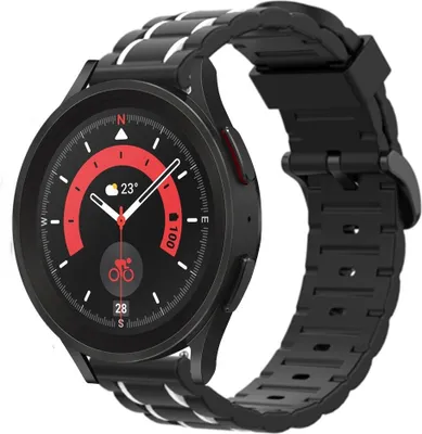Produktbild von Strap-it Samsung Galaxy Watch 5 Pro Sportschnallenband (Schwarz/Weiß)