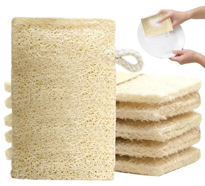 6er-Pack Luffa-Schwämme, 100 % biologisch, 7 x 11 cm, braun