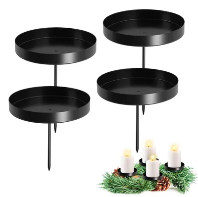 4er-Set Kerzenhalter für Adventskranz, Metall, schwarz, 8 cm