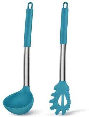 Image de Lot de 2 cuillères en silicone pour soupe et une cuillère pour spaghetti