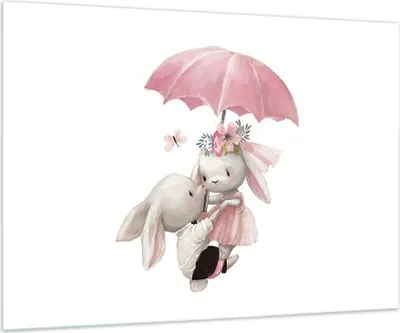 Produktbild von Bilder auf glas - Einteilig - Hasen Regenschirm Kinder - 100x70cm - Glasbilder - Wandbilder - Bilder - zum Aufhängen bereit - Wanddekoration aus Glas - Glas Bilder - Wandbild auf Glas - GAA100x70-4777