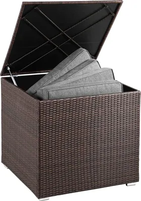 Produktbild von Aufbewahrungsbox aus Rattan für den Außenbereich, braun, 7,6 x 7,6 x 7 m, wetterfest