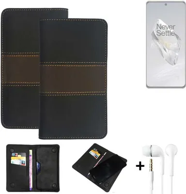 Produktbild von K-S-Trade Handyhülle + Kopfhörer kompatibel mit OnePlus OnePlus 12 Schutzhülle Walletcase Bookstyle Tasche Schutz Case Hülle Wallet Cover