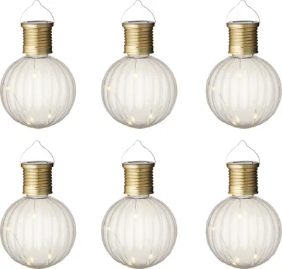 Produktbild von Solar Gartenleuchten LED Kugel Glühbirnen Kunststoff 8x11cm 6er Set