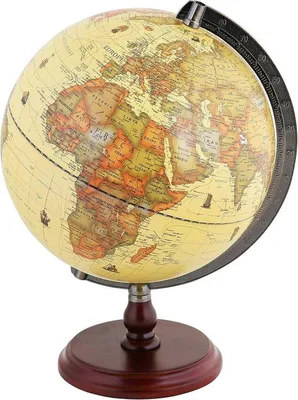 Productafbeelding van Famanu Globus, 25 cm, met houten voet - draaibare decoratieve wereldbol voor kantoor of woonkamer
