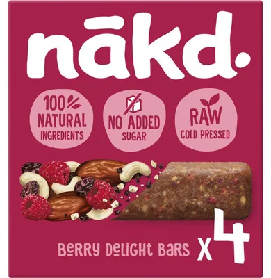 Produktbild von Nakd Berry Delight Fruchtriegel mit Nüssen, 140 g – vegan, natürlich, snack