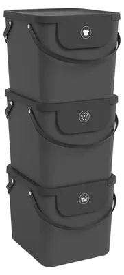 Produktbild von Rotho 3tlg.Wäschesortiersystem Set 40 L Albula aus Kunststoff - Wäschesammler mit Deckel - Wäschekorb 40,0 x 35,8 x 34,0 cm - Wäschesortierer