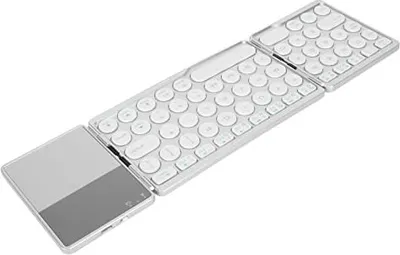 Produktbild von LUQEEG Faltbare Bluetooth -Tastatur, wiederaufladbare ultradünne Falten tragbare drahtlose 64 Tastatur -Tastatur -Touchpad 3 -Systeme (Silber)