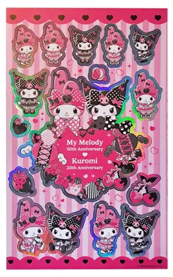 Productafbeelding van Sanrio Roze en Zwarte Feestcollectie: Stickerbundel met Kuromi & My Melody