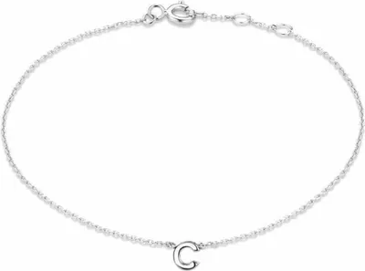 Produktbild von New Bling 9NB-909C Zilveren letterarmband - Letter C - lengte 16,5+1+1cm - gerhodineerd