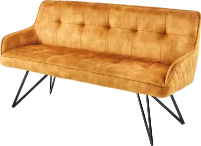 Produktbild von Design Bank EUPHORIA 156cm senfgelb Samt im Retrostil mit Ziersteppung