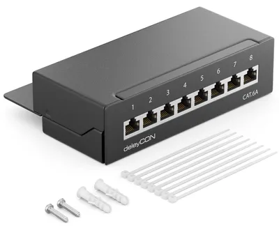 Produktbild von deleyCON MK1823, RJ-45, Cat6a, Schwarz, Metall, 162 mm, 46 mm