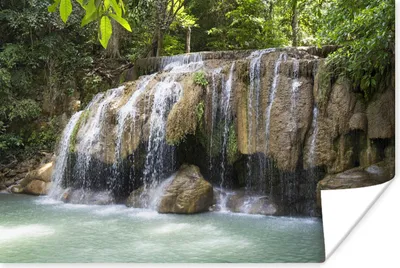 Produktbild von MuchoWow® Poster Wasserfall über Felsen im Erawan-Nationalpark in Thailand 90x60 cm - Schlafzimmer