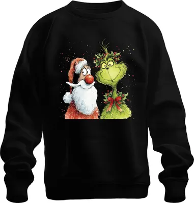 Produktbild von Grinch Weihnachtsmann lustig Weihnachten Geschenk Vintage Uni Sweatshirt Pullover, Schwarz, XL