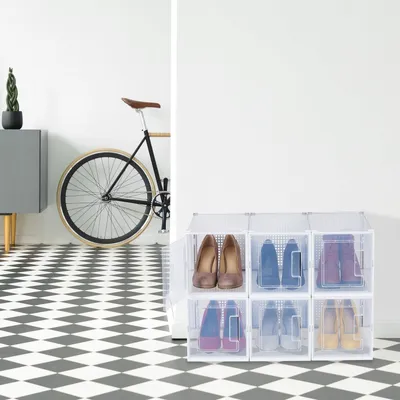 Image de Boîtes de rangement transparentes pour chaussures à talons hauts, lot de 6