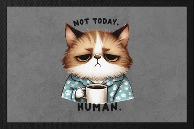 Produktbild von Not Today Human Fußmatte Katze Lustig Süß Geschenkidee für Morgenmuffel