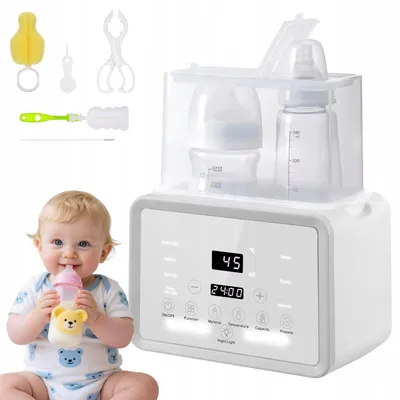 Obrázok produktu pre Multifunkčný ohrievač fliaš s výkonom 10 W, sterilizátor a LCD displej pre 2 fľaše