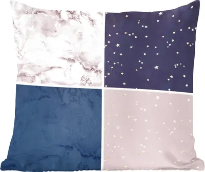 Produktbild von MuchoWow® Zierkissen Sofakissen Wohnzimmer Dekokissen 60x60 cm Marmor - Sterne - Rosa - Blau - Sitzfläche - Foto Polster