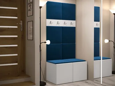 Obrázok produktu pre Stena do predsiene s čalúnenými panelmi 42x42 SELAND 4 - biela / modrá