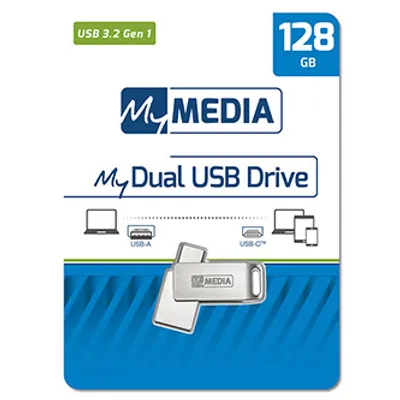 Produktbild von MyMedia MyDual USB 3.2 Gen 1, 32GB, 69269, silber, 69269, USB A / USB C, mit Drehverschluss