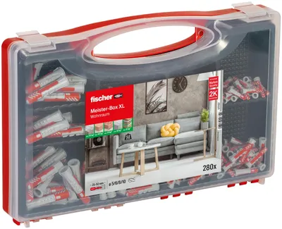 Obrázek produktu pro fischer 577157 fischer Meister-Box Wohnraum 577157 Universaldübel-Sortiment, 280-teilig