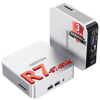 Produktbild von GEEKOM A8 Mini PC, AMD Ryzen 7 8745HS, 16GB DDR5 & 1TB SSD, Radeon 780M, 2x USB4, 2,5G LAN, 4x 4K oder 1x 8K, für Gaming, Kreativität & Büro