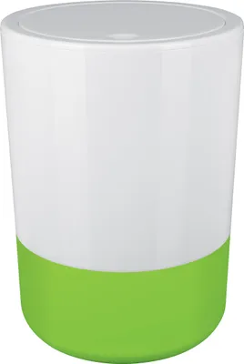 Produktbild von Spirella Design Kosmetikeimer "Moji" Bad Treteimer Schwingdeckeleimer Abfallbehälter mit Schwingdeckel 5 Liter mit Silikonboden Weiß/Grün