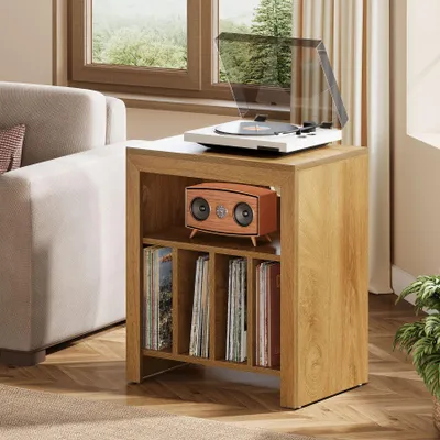 Produktbild von Beistelltisch, 60 cm Nachttisch für Schallplatten, 2-stöckiger Plattenspieler-Ständer