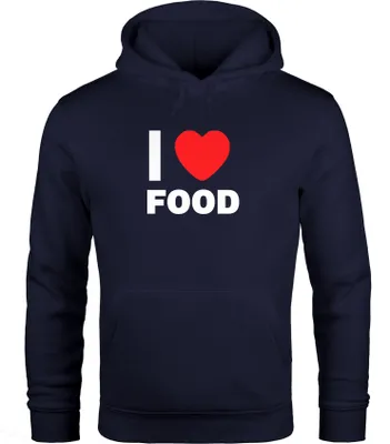 Produktbild von Hoodie Herren I love food Kapuzenpullover Pullover mit Kapuze Moonworks® navy L