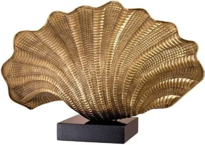 Produktbild von Casa Padrino Luxus Tischleuchte in Muschelform mit Granitsockel Vintage Messing / Schwarz 51 x 16 x H. 33,5 cm - Luxus Qualität