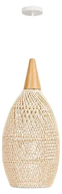 Obrázok produktu pre Zavesené svietidlo, ručne tkané ratanové prevedenie, nastaviteľný závesný kábel, priemer 35 cm, výška 70 cm, farba: béžová, bez žiarovky