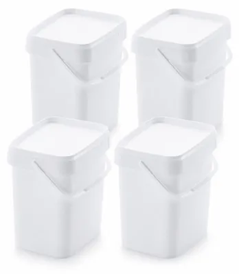 Produktbild von AUER 10,3 Liter Eimer rechteckig mit Deckel 29 x 20 x 27 cm Weiß 4 Stück