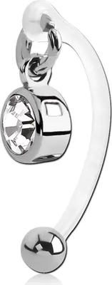 Produktbild von viva-adorno Intimpiercing KVV Christina Bioflex Piercing Banane Kristall runder Anhänger Bauchnabelpiercing Z550, klar