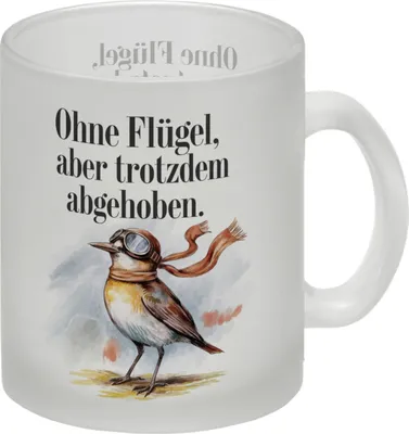 Produktbild von Vogel mit Fliegerbrille Abgehoben Glas Tasse