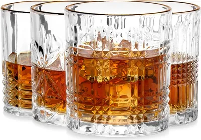 Image de Atmós Fera Set de 4 verres à whisky, 290 ml, bord doré
