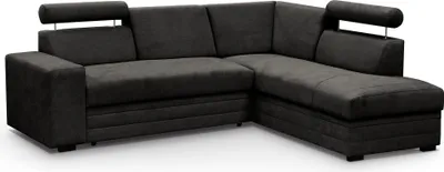 Produktbild von Ecksofa im modernes Stil Roma Polsterecke mit Schlaffunktion Bettkasten verstellbaren Kopfstützen, Stoff: vardo 16 - dunkelgrau, Ottomane: rechts