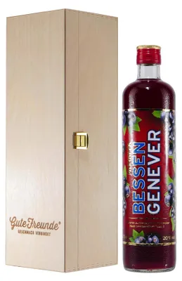 Produktbild von Mijnheer Bessen Genever mit Geschenk-Holzkiste