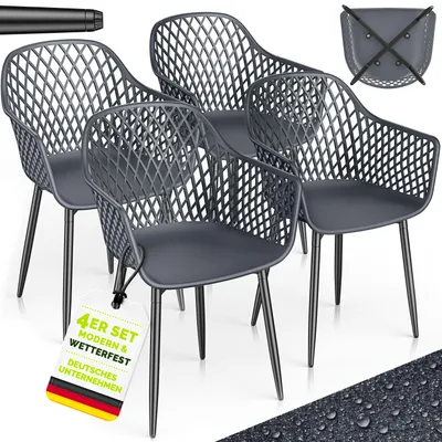 Immagine prodotto di Set di 4 sedie da giardino tillvex® resistenti alle intemperie con braccioli, antracite | Sedie da esterno con portata fino a 120 kg | Sedie da giardino resistenti ai raggi UV | Sedie da terrazza, mobili da giardino, terrazza, balcone, esterno, giardino