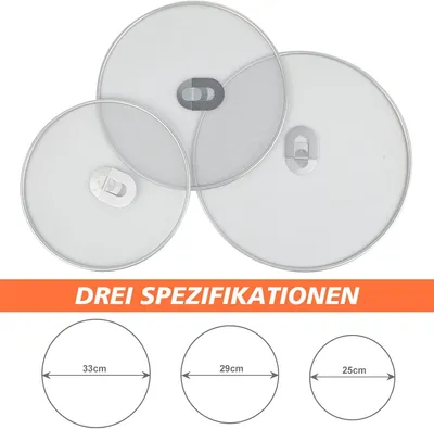 Obrázek produktu pro 3dílná sada ochranných krytů proti stříkání, nerezová ocel, 33 cm × 29 cm × 25 cm, pro pánve a woky, zabraňuje stříkání oleje a vody