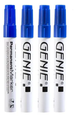Produktbild von 4x GENIE Permanent Marker blau Set Permanentmarker Filzstifte wasserfest Stifte