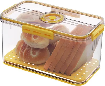 Produktbild von Brotkasten für die Küchenarbeitsplatte, luftdichter Brotbehälter, Brotbehälter mit Zeiterfassung und Deckel, Brothalterbehälter für selbstgebackenes Brot, Brötchen, Bagel, Laib
